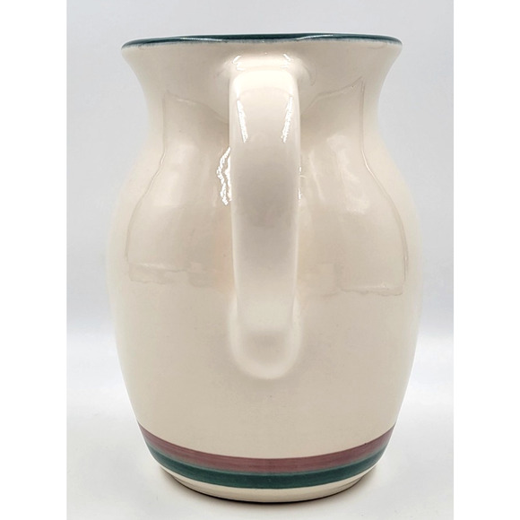 Pfaltzgraff Juniper Large Pitcher 2 Qt Stoneware Cream Teal Plum Band 6 5/8" - Picture 6 of 9